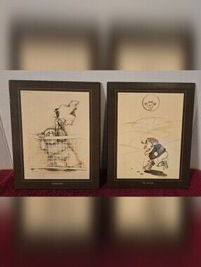 Vintage 1970s Gary Patterson Art Wood Plaques Set of 2 Surrender & Jogger 8 X 10